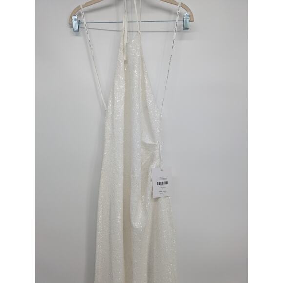 NWT Ronny Kobo Halo High-Neck Sequined Maxi Dress Gown Size 10 White #ND451 - Picture 5 of 12